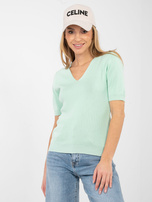 Jasnozielony damski sweter z domieszką wiskozy