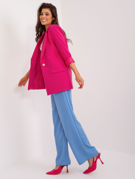 Hurt Fuksjowa elegancka marynarka z ozdobnym guzikiem