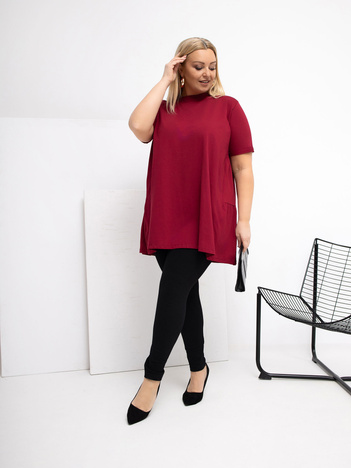 Bordowa damska bluzka plus size z bawełny