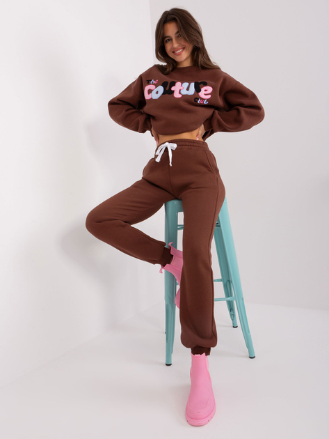 Hurt Ciemnobrązowy komplet dresowy o kroju oversize