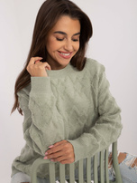 Hurtownia Pistacjowy damski sweter o kroju oversize