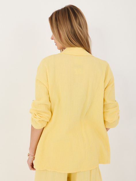 Jasnożółta muślinowa koszula z długim rękawem