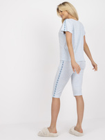 Niebieska dwuczęściowa piżama ze spodniami 3/4 