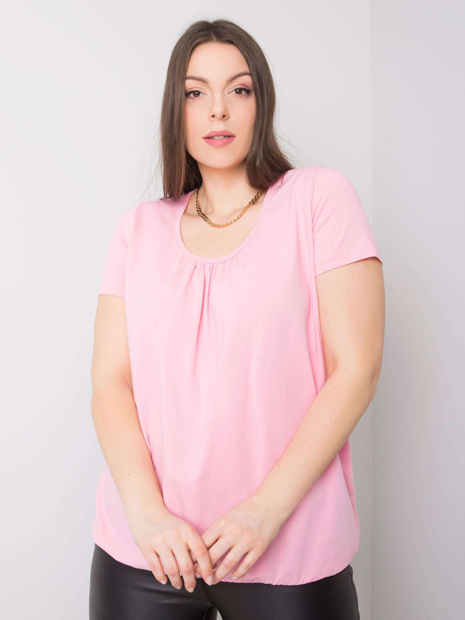 Světle růžová bavlněná blůza plus size Celeste.