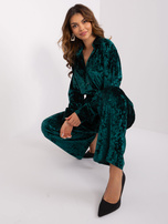 Hurt Ciemnozielony welurowy komplet z koszulą