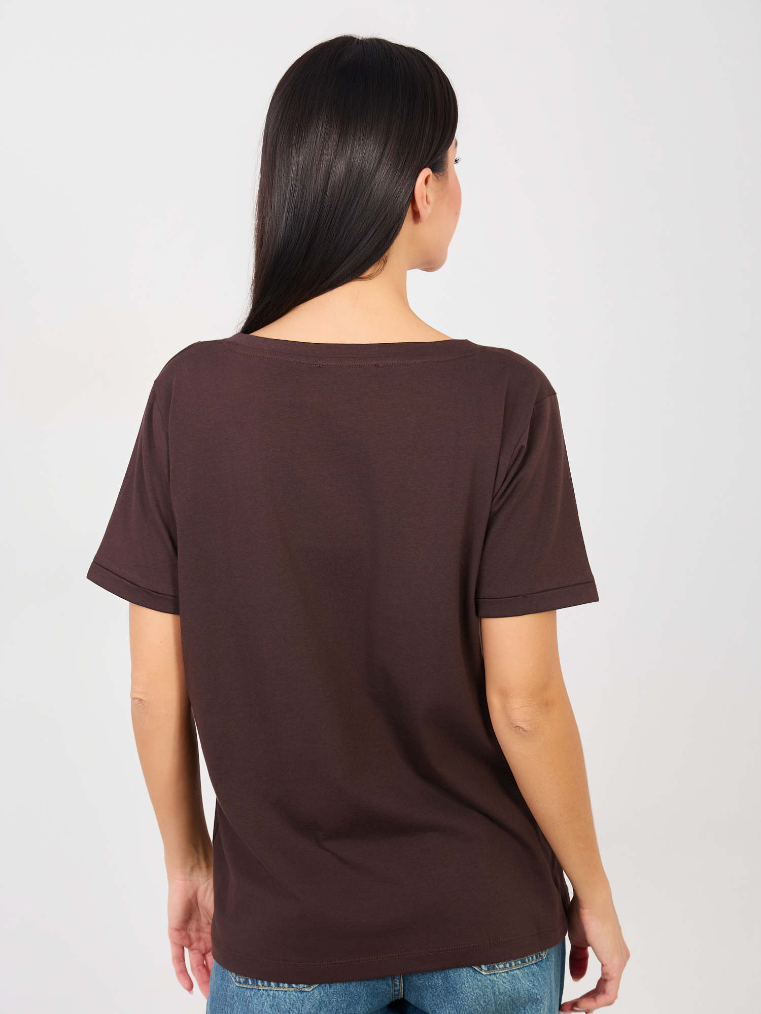 T-shirt ciemny brązowy