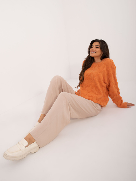 Hurt Beżowe proste spodnie materiałowe z wiskozy