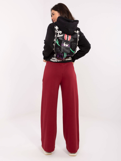 Bordowe damskie spodnie basic z wiązaniem