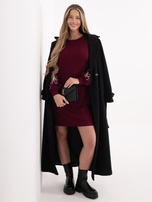 Burgundy sweatshirt dress with puff sleeves RUE PARIS.