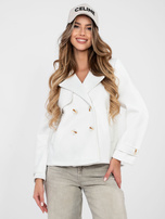 Ecru przejściowy płaszcz z kieszeniami 