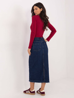 Granatowa jeansowa spódnica z paskiem SUBLEVEL