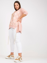 Brudnoróżowa luźna bluzka plus size z bawełny