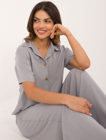 Hurtownia Szary damski komplet letni z krótką koszulą