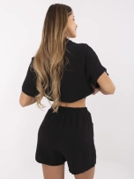 Czarne muślinowe szorty z wiązaniem