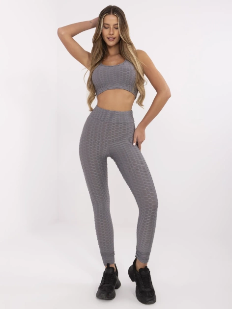 Szary sportowy komplet z legginsami RUE PARIS