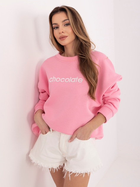 Pastelowa różowa ocieplana bluza z bawełny RUE PARIS