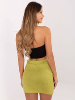 Limonkowa asymetryczna spódnica z zamszu Vercelli