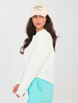 Ecru krótka bluza z haftem NATURAL SIDE 