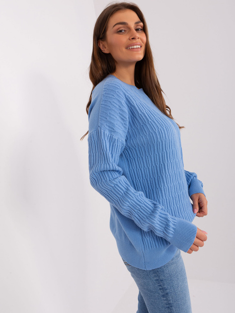 Hurt Niebieski damski sweter klasyczny we wzory