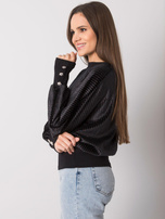 Hurtownia Czarna bluzka wizytowa z długim rękawem RUE PARIS 