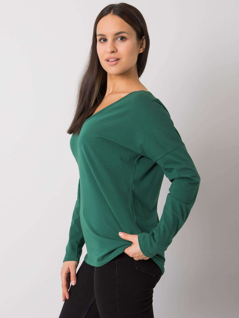 Ciemnozielona damska bluzka z długim rękawem Libourne RUE PARIS