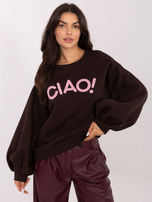 Ciemnobrązowa bluza oversize z napisem RUE PARIS 