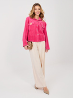 Fuksjowa sztruksowa kurtka z broszkami RUE PARIS 