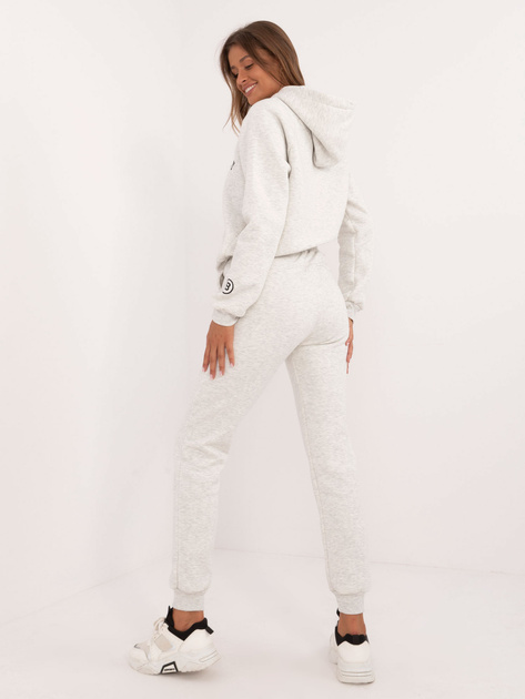 Hurt Jasnoszary melanżowy komplet dresowy z naszywkami