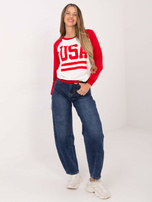 Biało-czerwona bluza z nadrukiem Samantha RUE PARIS