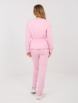 Pastelowy różowy dresowy komplet ze ściąganą talią RUE PARIS  