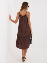 Czekoladowa letnia sukienka na ramiączkach 