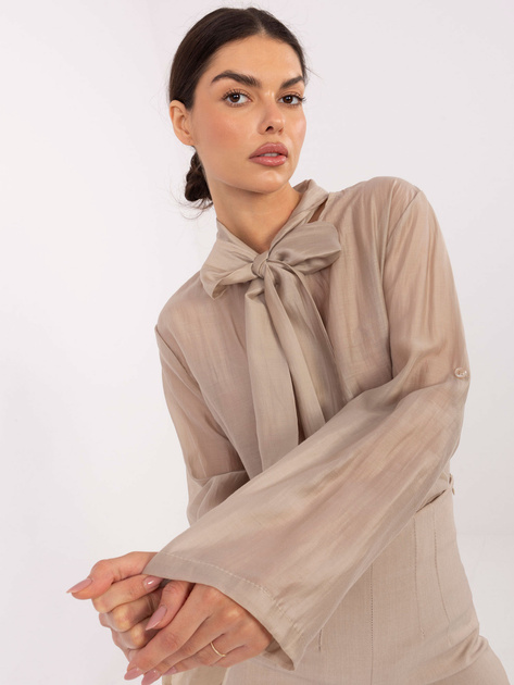 Beżowa przezroczysta koszula z kokardą