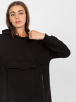 Hurtownia Czarna damska bluza basic z kapturem