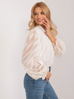 Hurt hellbeige klassische Bluse mit dekorativem Verschluss.