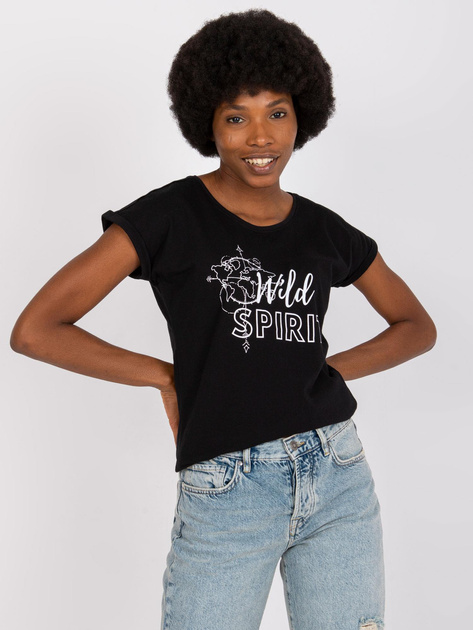 Czarny damski t-shirt z printem Cabrera MAYFLIES