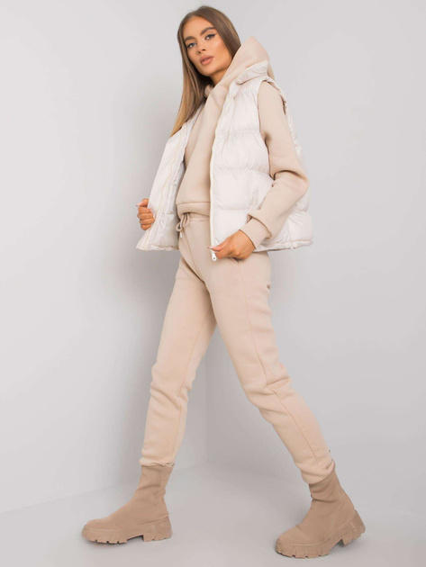 Jasnobeżowy komplet z kamizelką Aysel