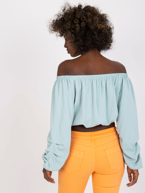 Miętowa krótka bluzka damska hiszpanka Nineli