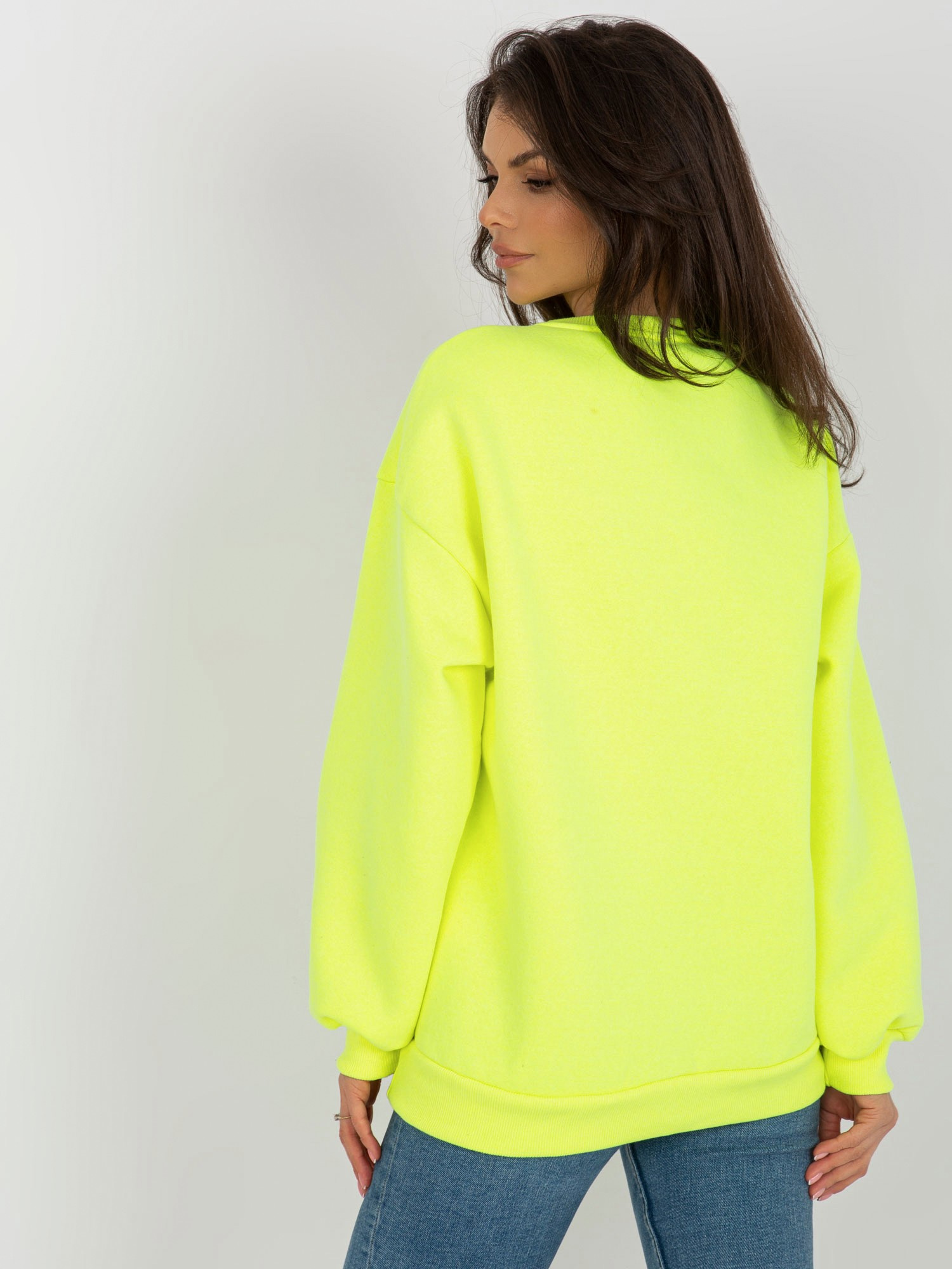 Fluo żółta dresowa bluza bez kaptura z naszywkami