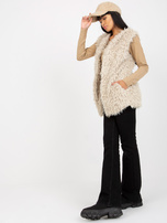 Hurt Beżowa futrzana kamizelka z podszewką Hallie