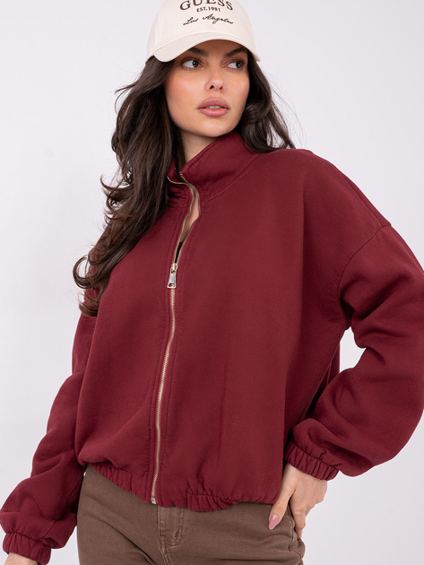 Bordowa rozpinana bluza basic ze stójką