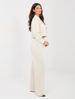 Jasnobeżowy dresowy komplet z marynarką RUE PARIS