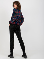 Hurt Ciemnoniebieski komplet welurowy z bluzą w kratę RUE PARIS