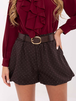 Czekoladowe wizytowe szorty z aplikacjami RUE PARIS