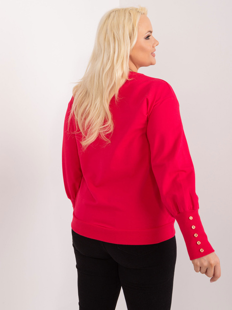 Hurtownia Czerwona bluza plus size z guzikami