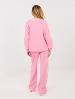 Różowa damska bluza oversize bez kaptura RUE PARIS 