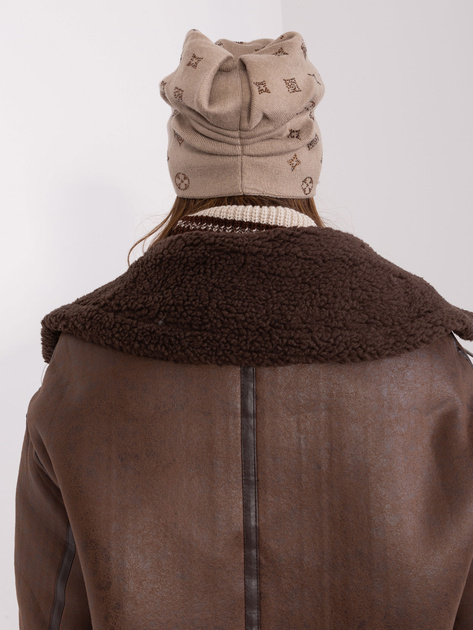 Hurt Ciemnobeżowa czapka dzianinowa beanie