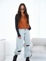 Jasnobrązowa kamizelka miś z suwakiem