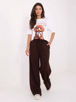 Czekoladowe damskie spodnie basic z wiskozą