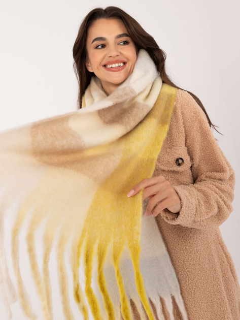 Hurtownia Żółto-beżowy długi szal damski