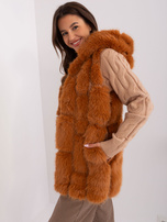 Hurt Jasnobrązowa futrzana kamizelka z kieszeniami